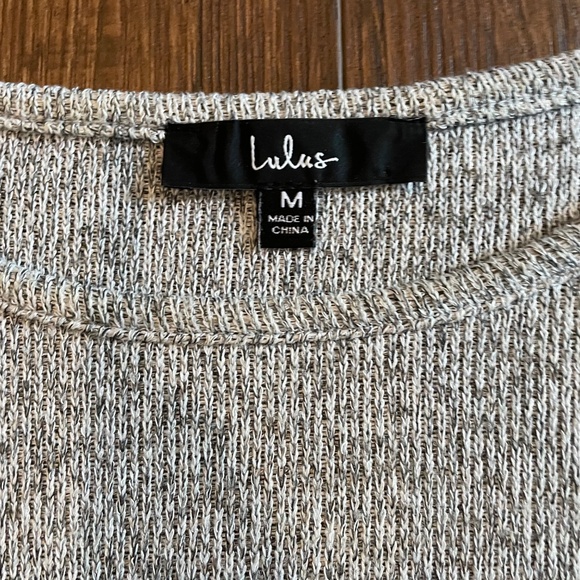 Lulu’s Grey Sweater w/ White Chiffon Illusion - Picture 2 of 4